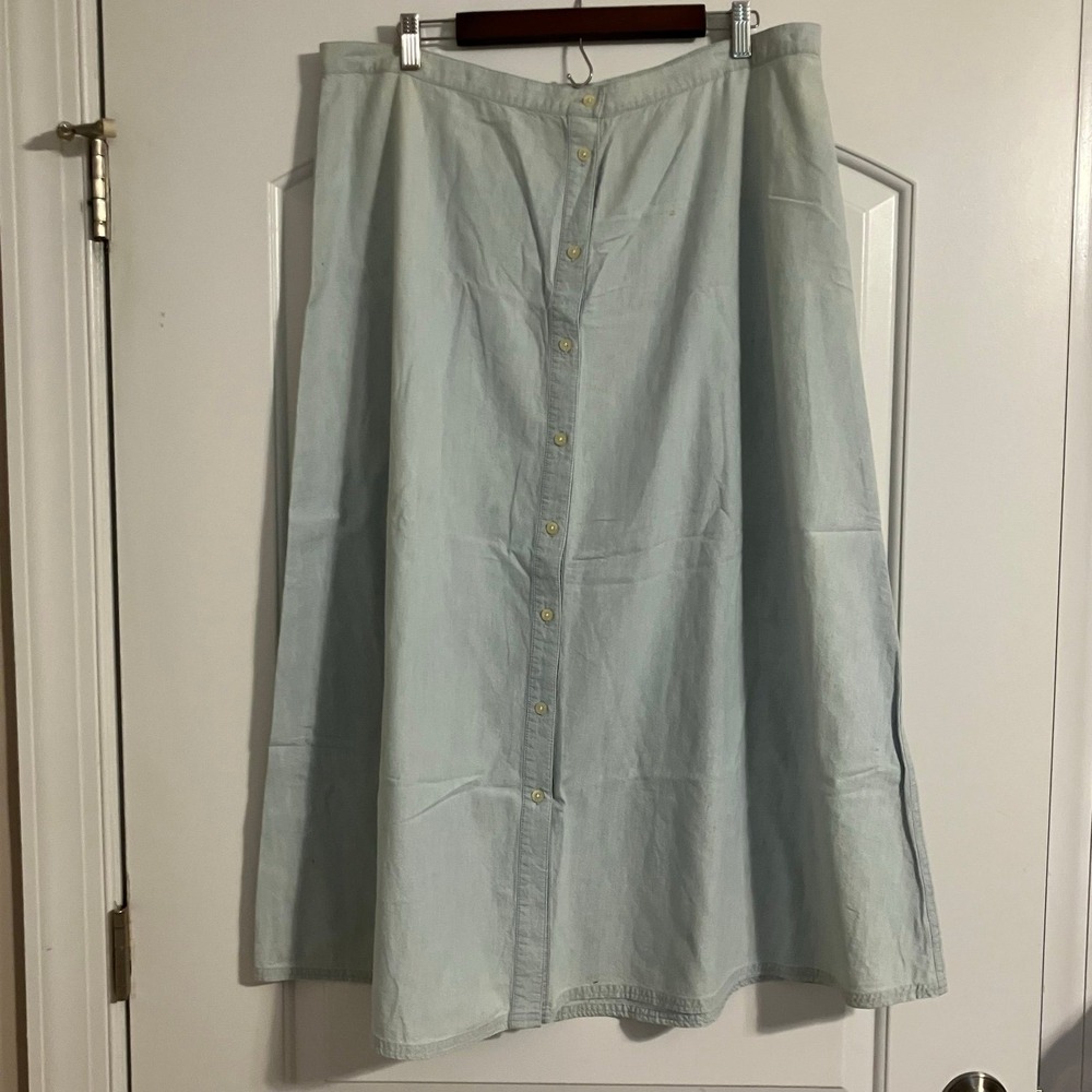 Lauren Jeans Co. RALPH LAUREN 80s VTG Chambray Button Maxi Skirt Cottagecore 16W